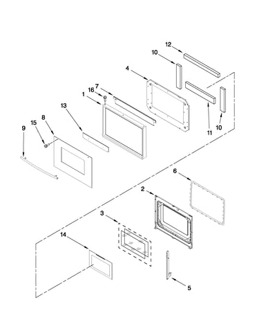 Upper oven door parts