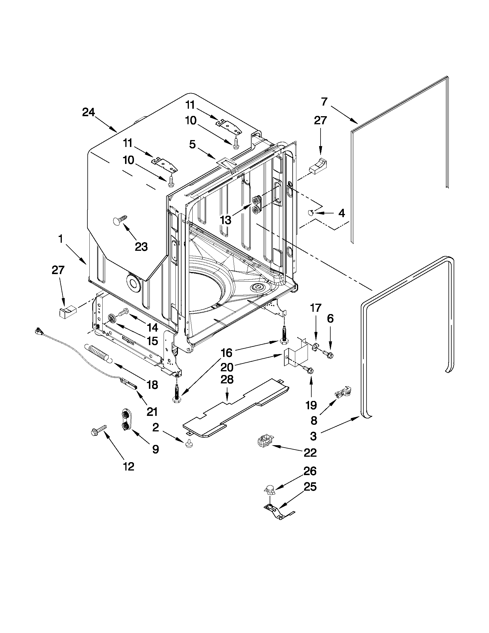 Tub and frame parts