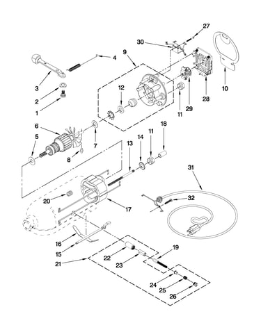 Motor and control parts