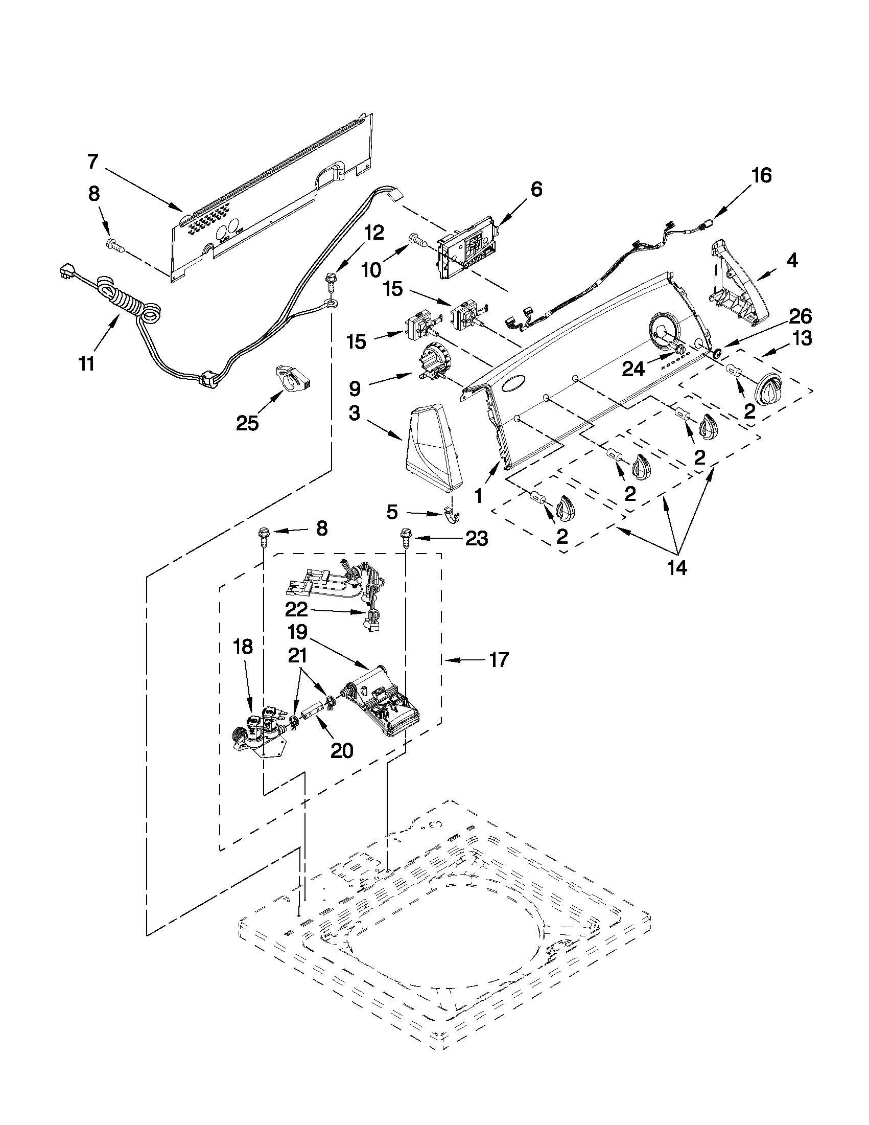 Controls and water inlet parts