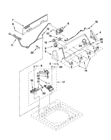 Controls and water inlet parts