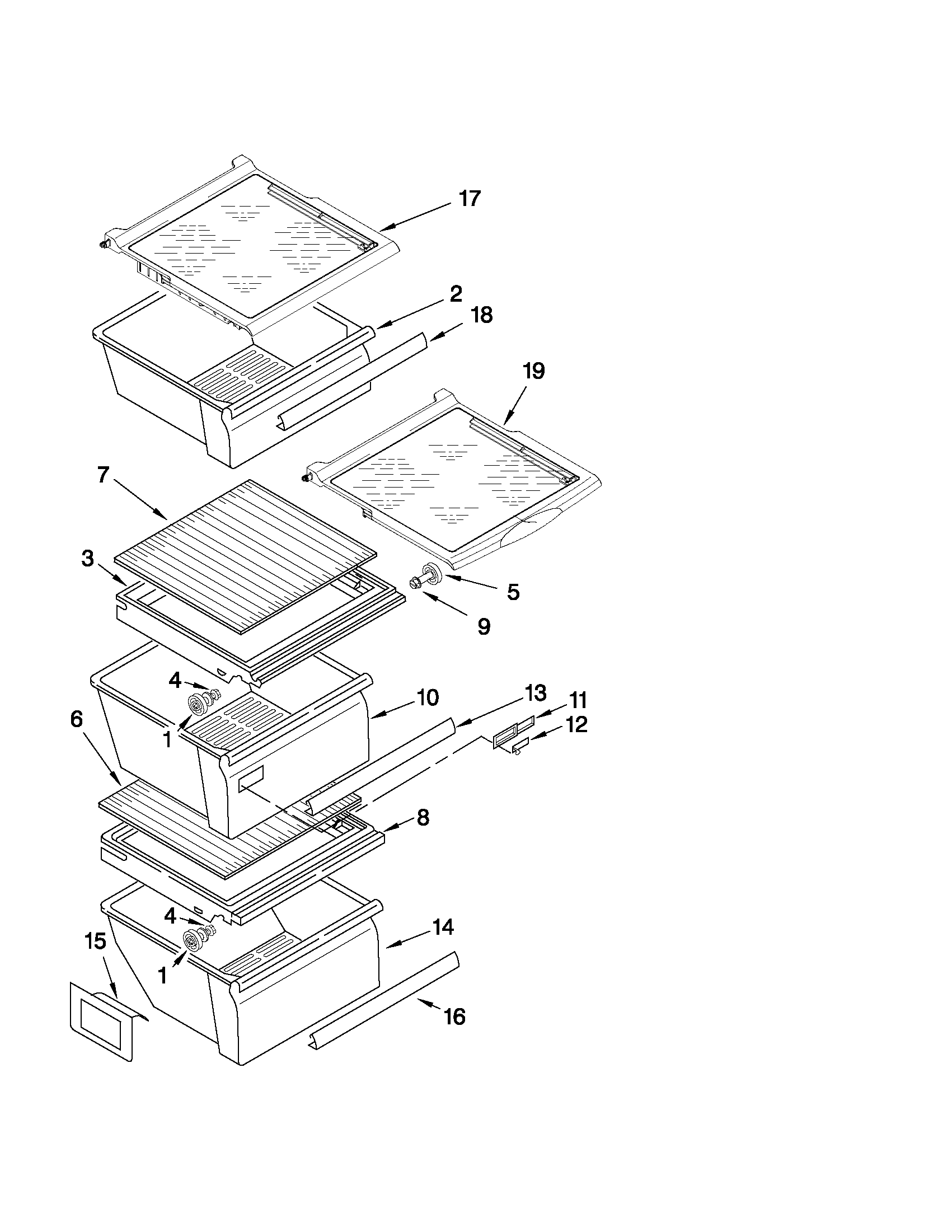 Refrigerator shelf parts
