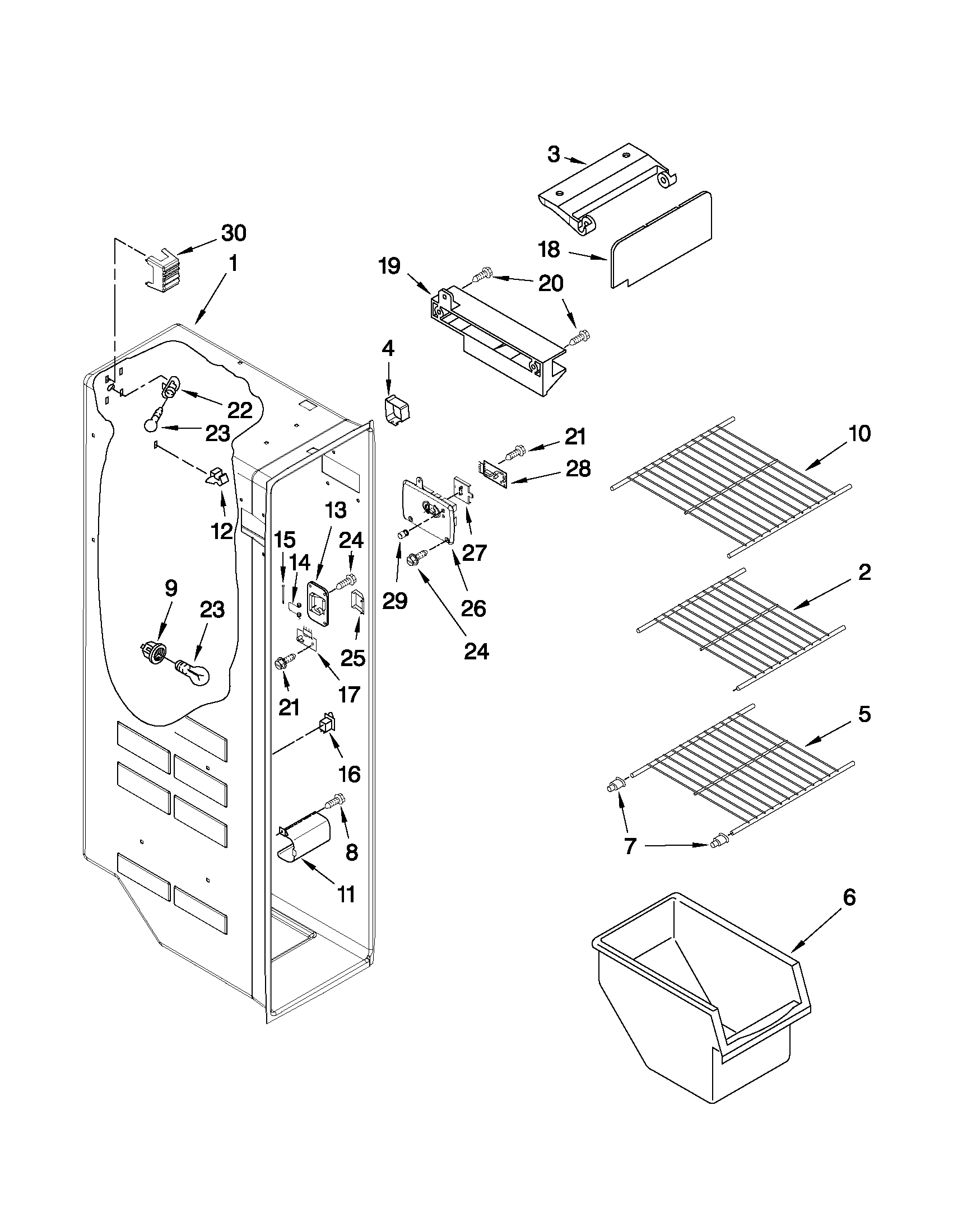 Freezer liner parts