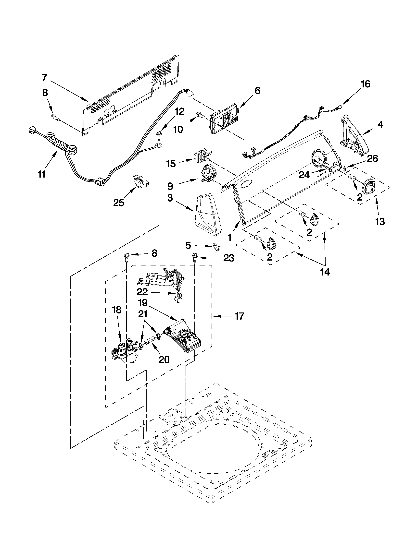 Controls and water inlet parts