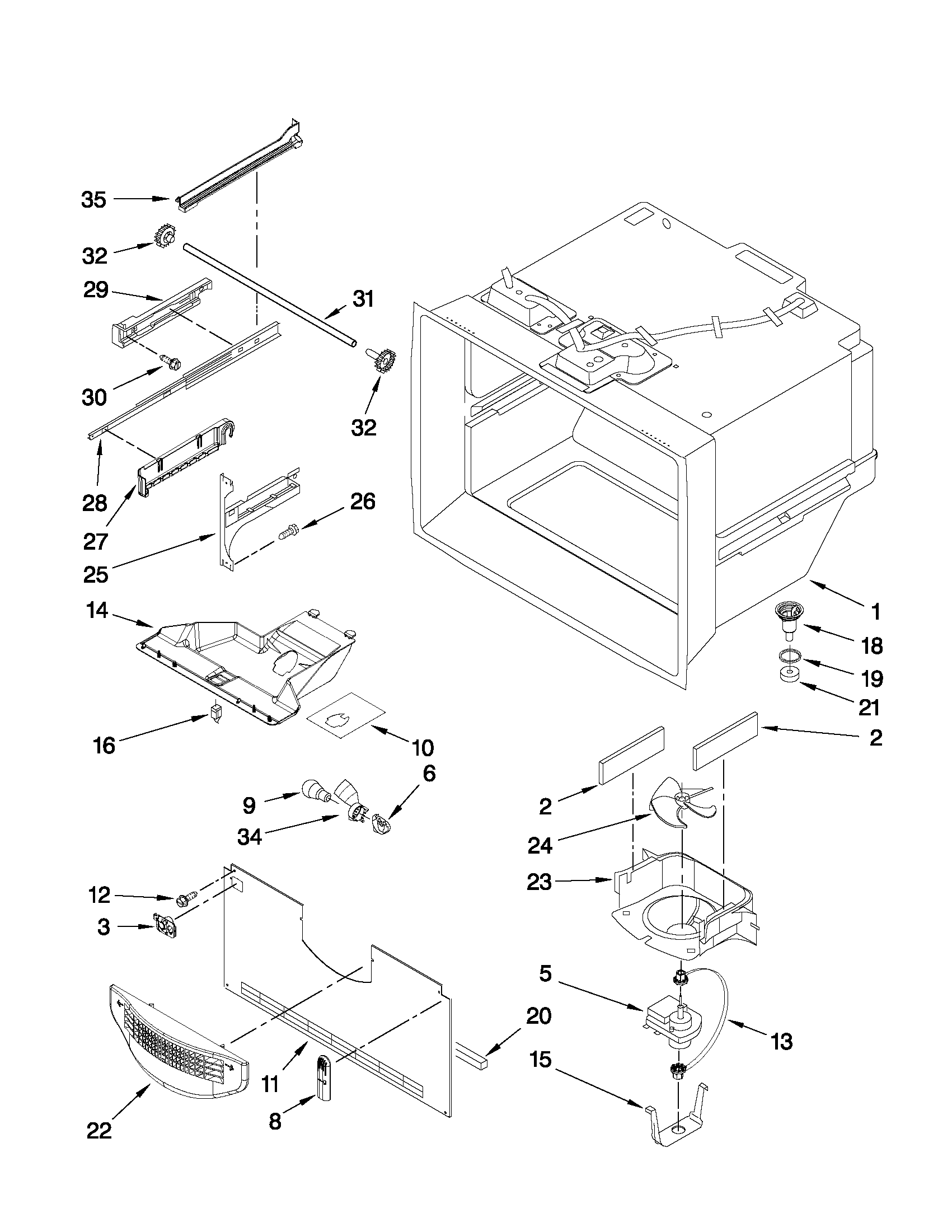 Freezer liner parts