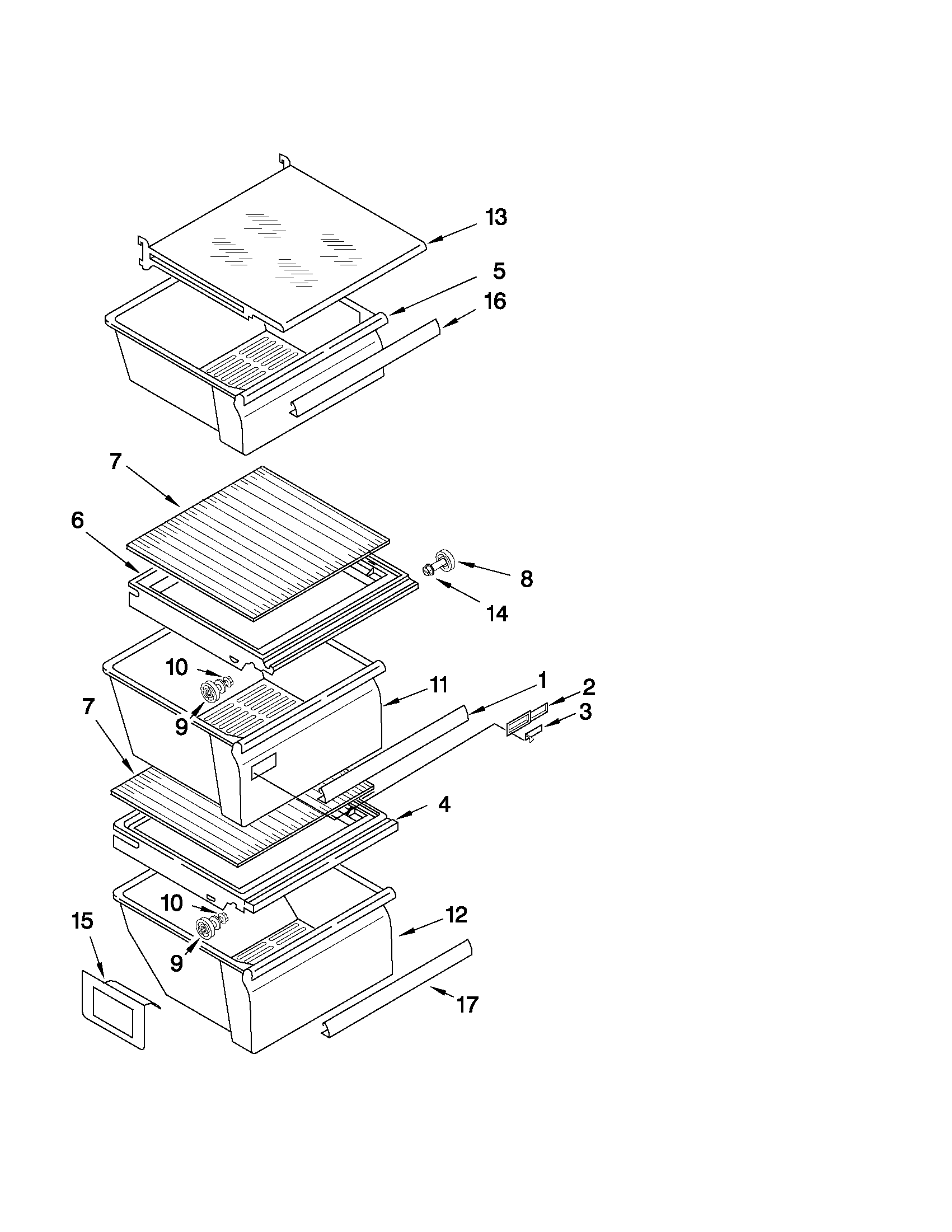 Refrigerator shelf parts