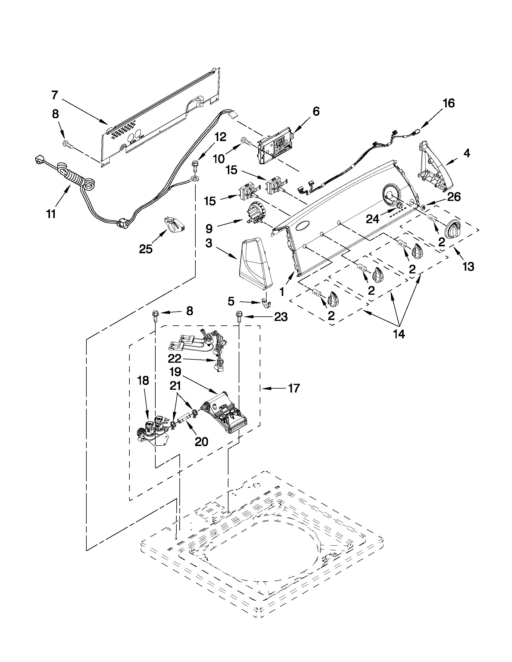 Controls and water inlet parts