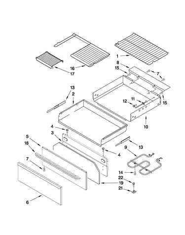 Drawer and rack parts