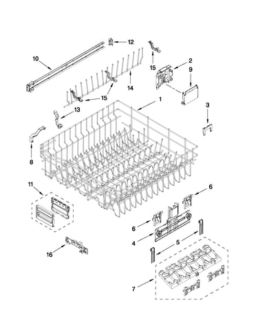 Upper rack and track parts