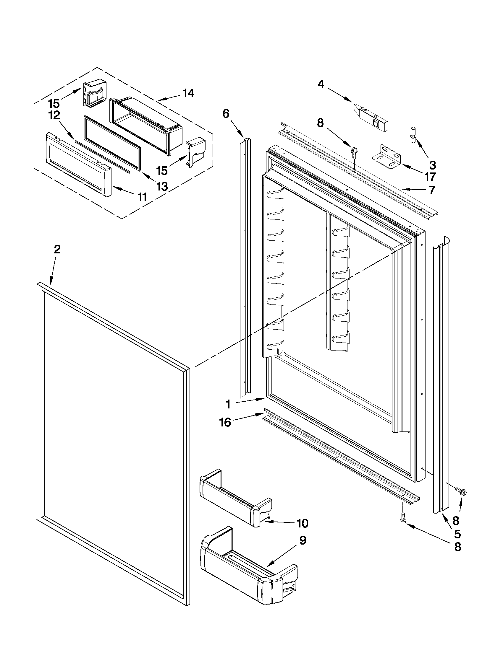 Refrigerator door parts