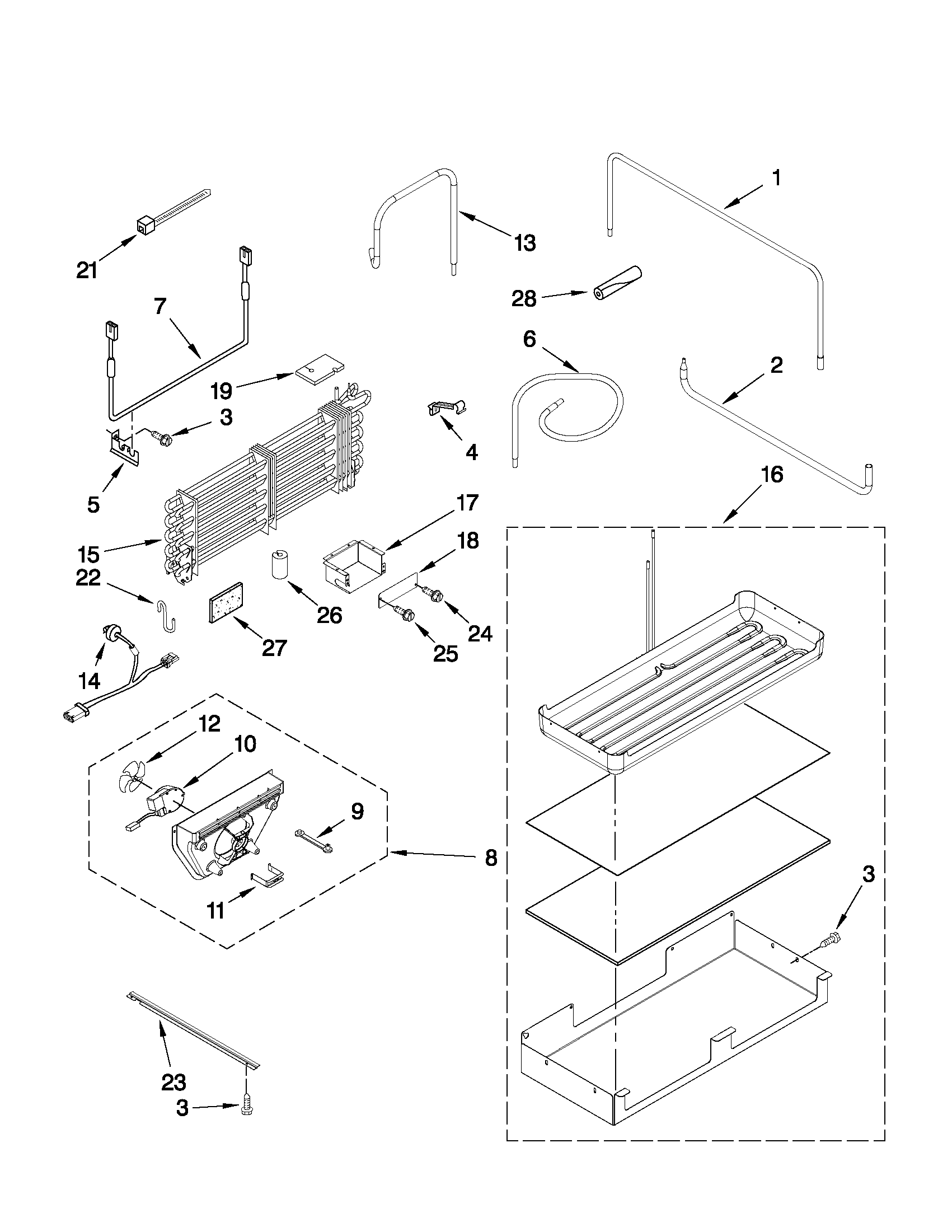 Lower unit and tube parts