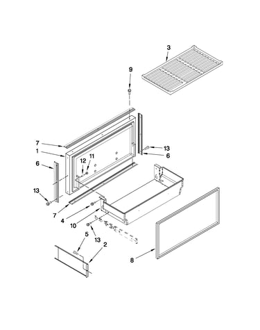 Freezer door and basket parts