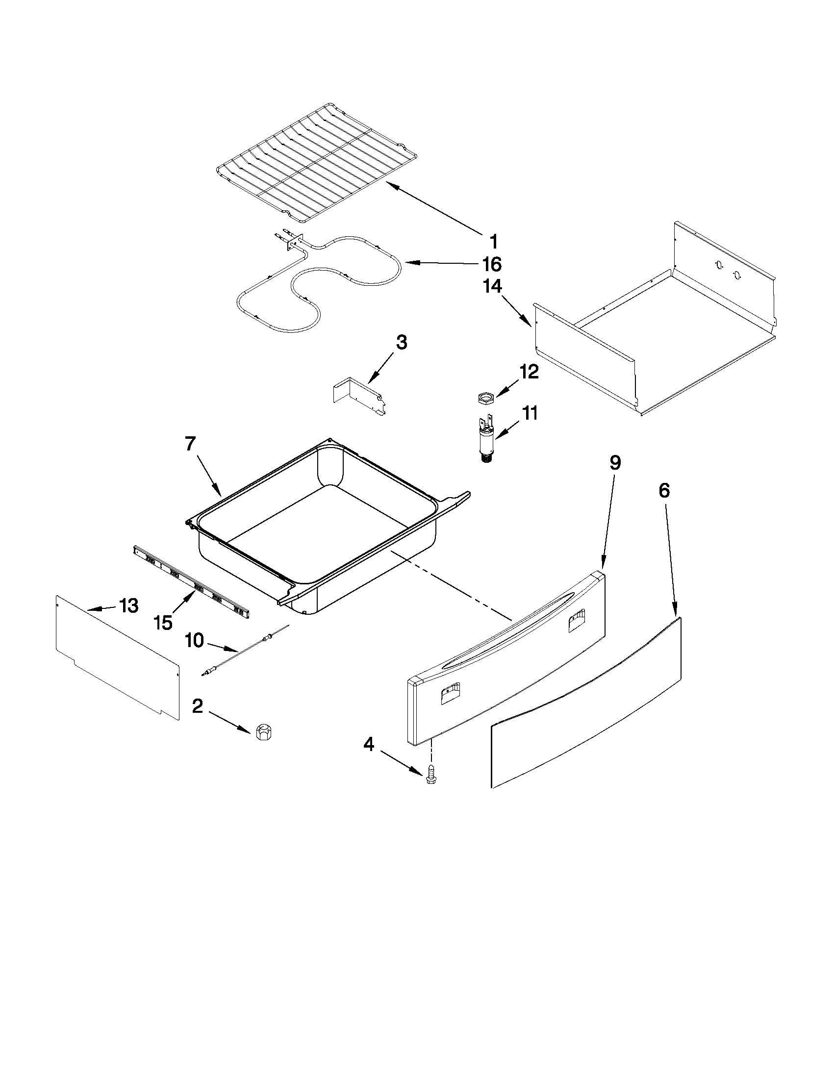 Drawer and rack parts