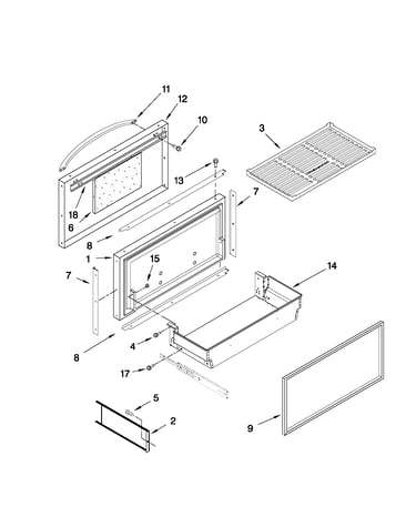 Freezer door and basket parts