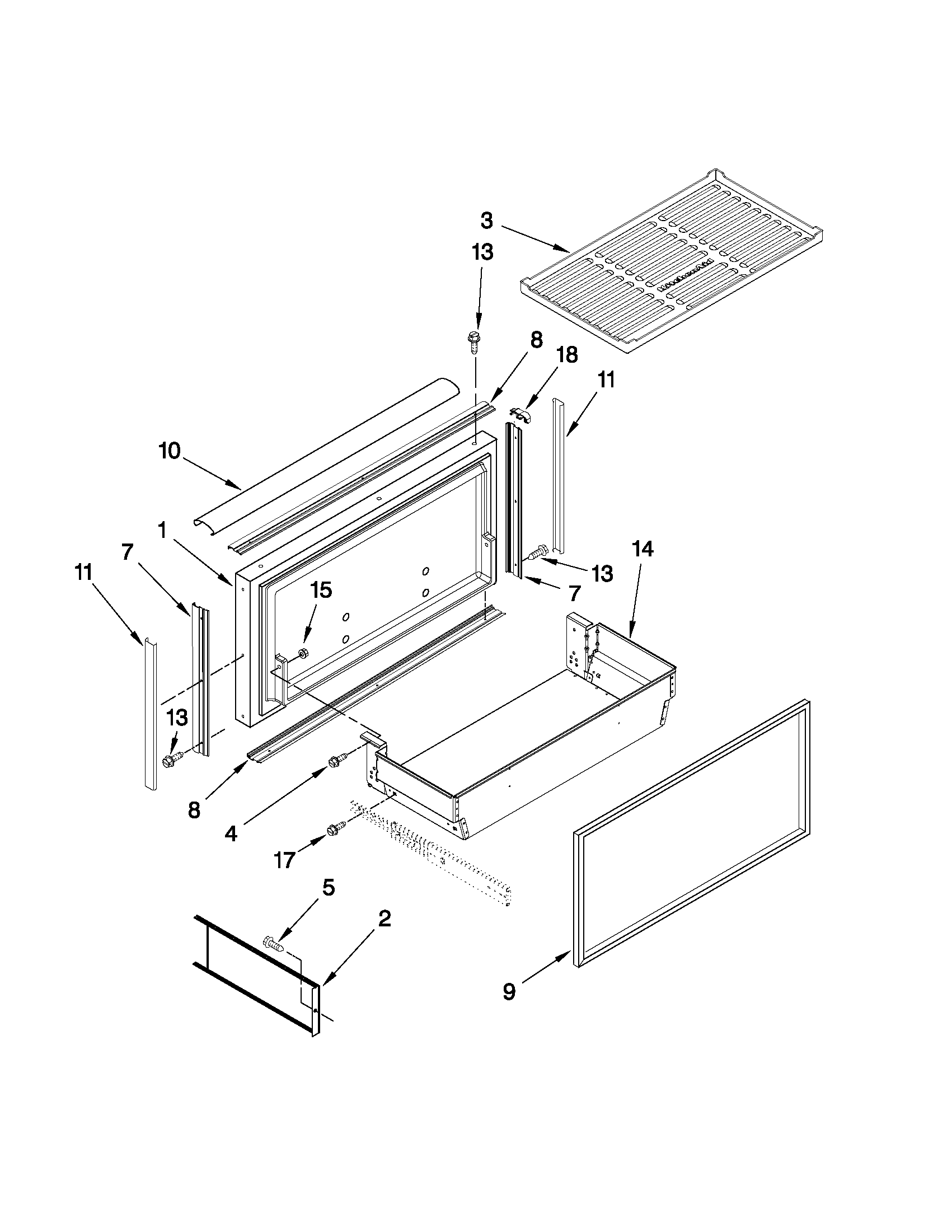 FREEZER DOOR AND BASKET PARTS