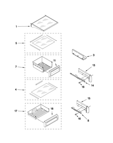 Refrigerator shelf parts