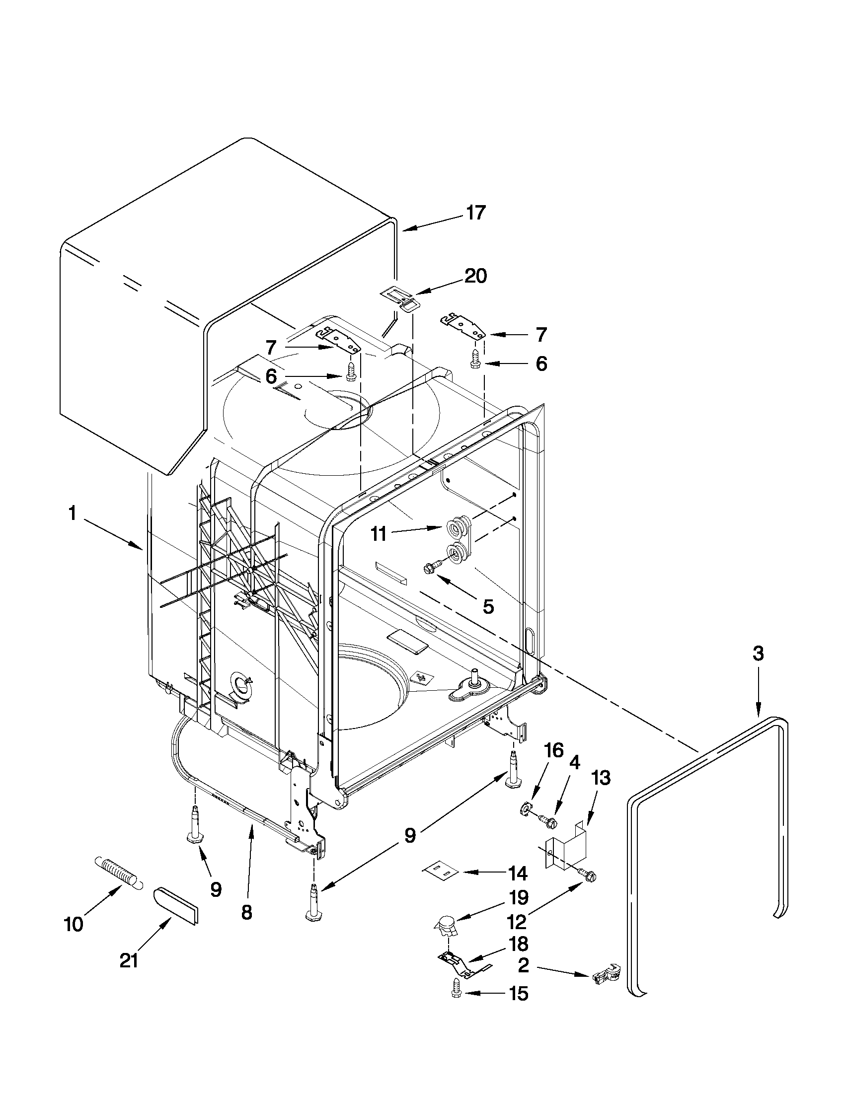 TUB AND FRAME PARTS