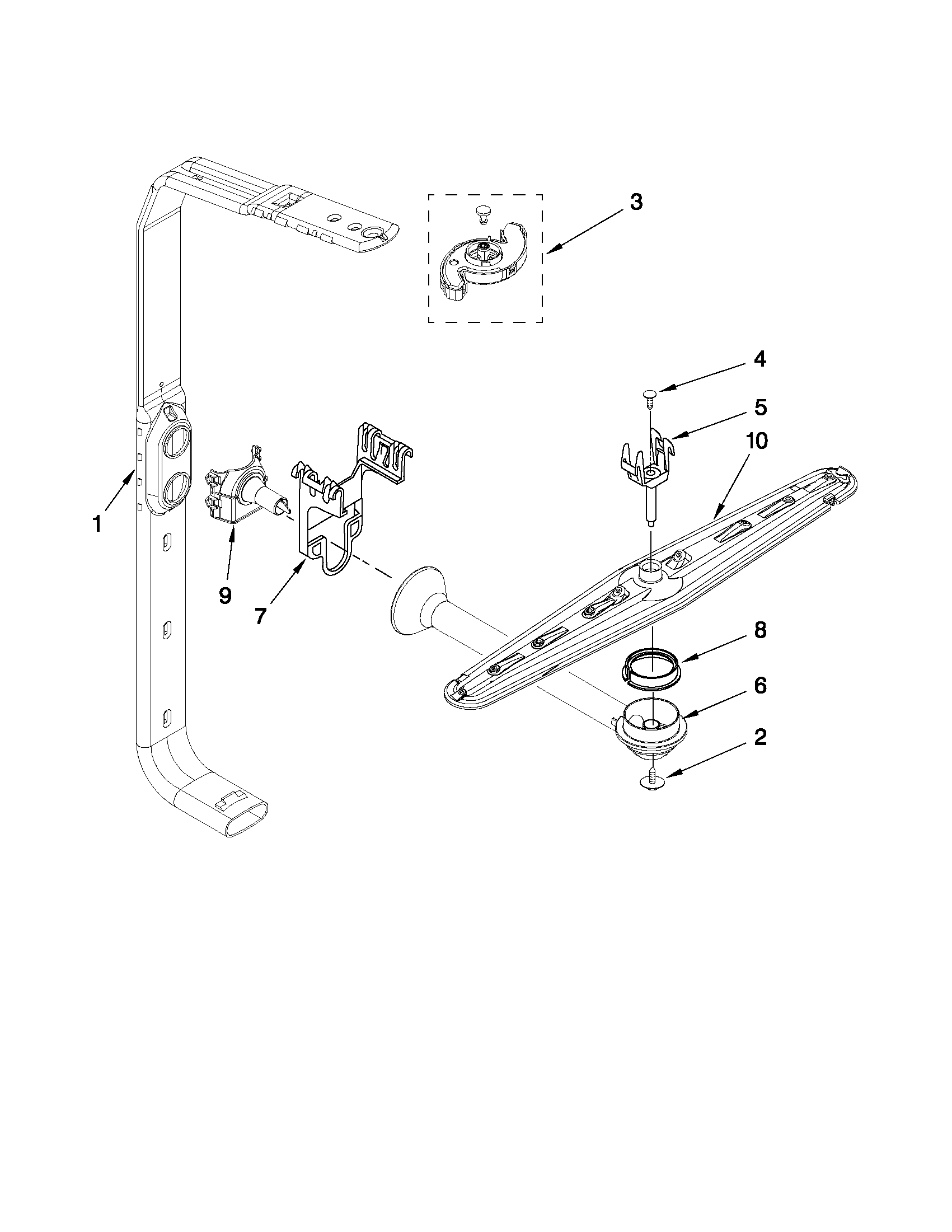 Upper wash and rinse parts