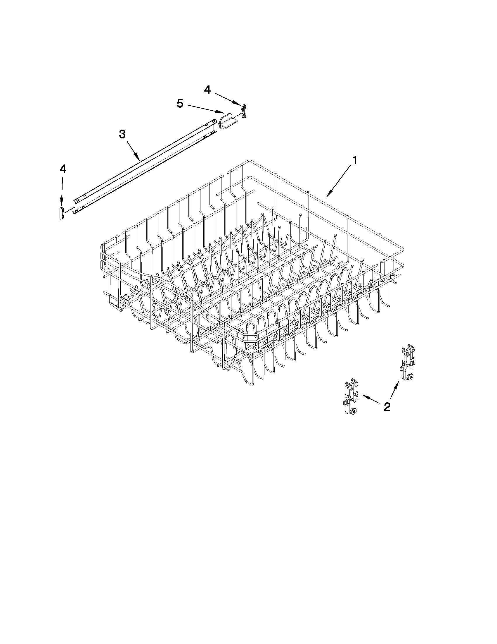 Upper rack and track parts