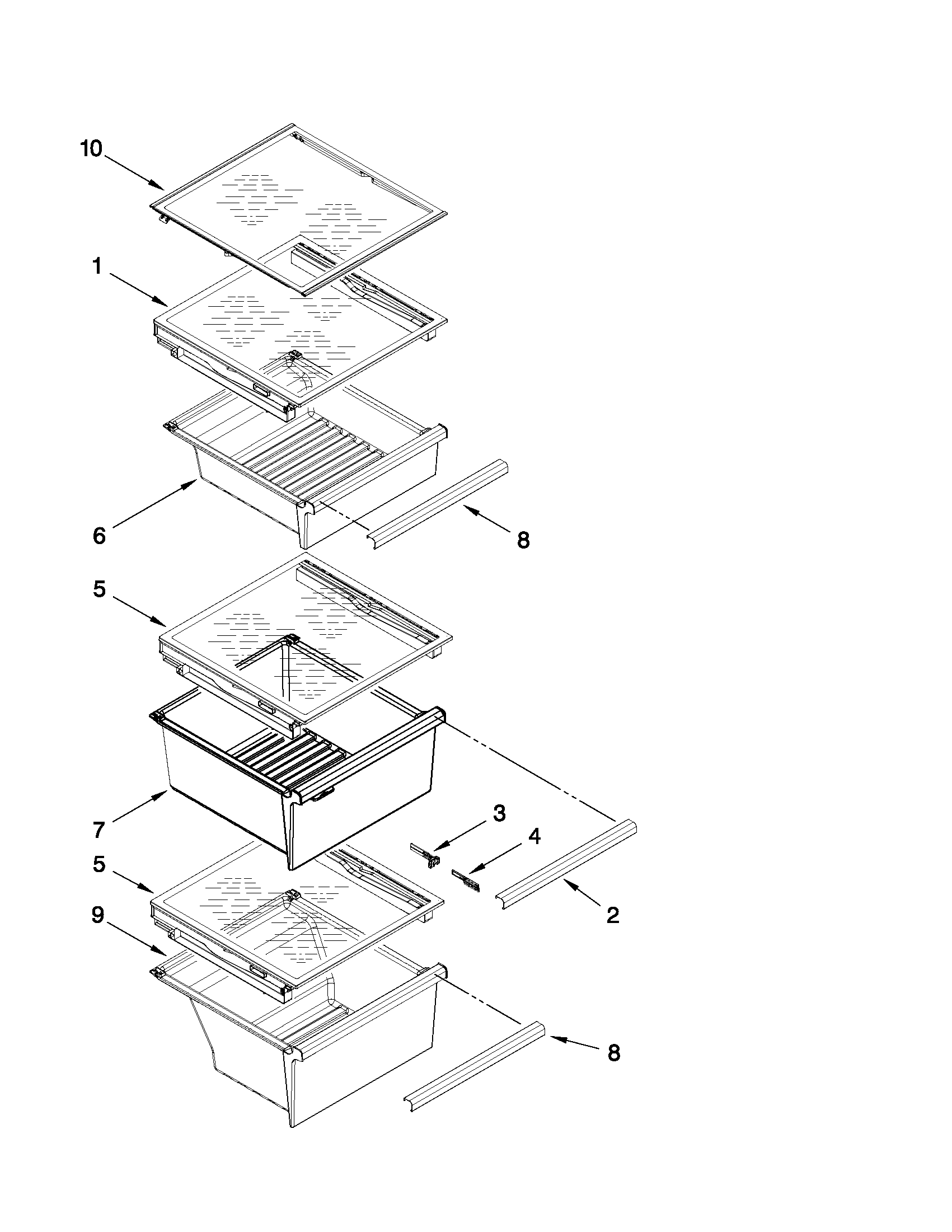 Refrigerator shelf parts
