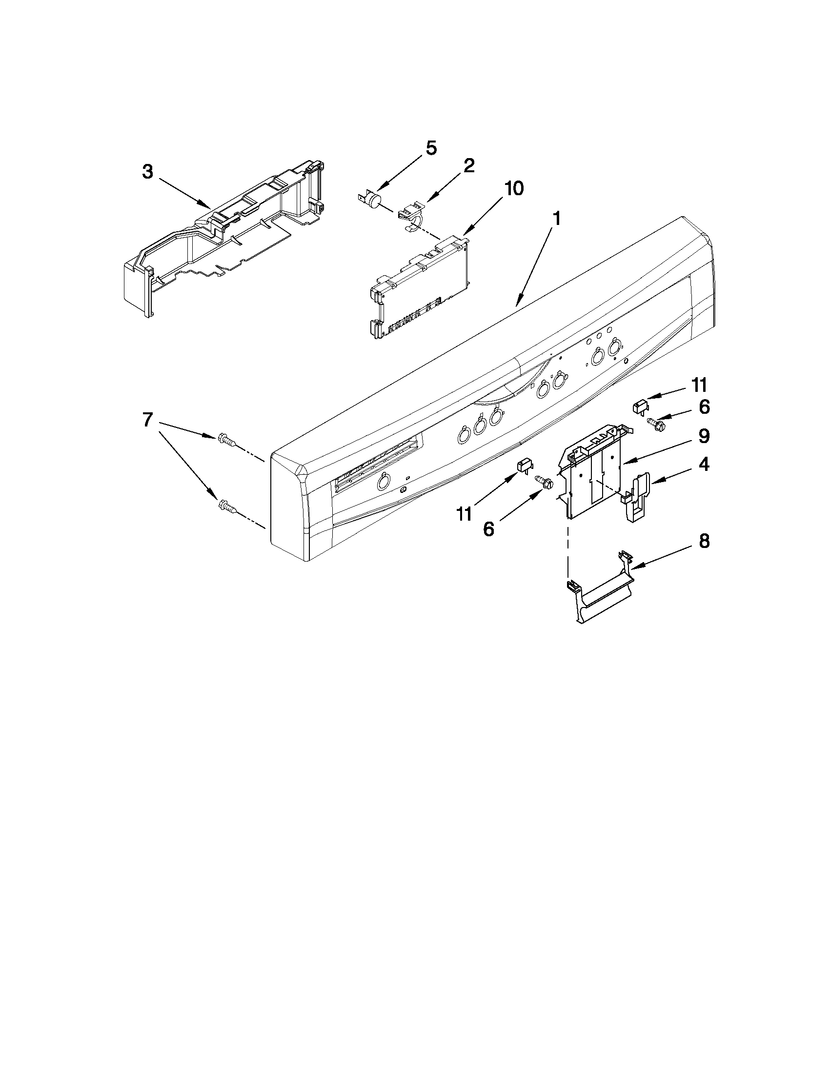 Control panel and latch parts