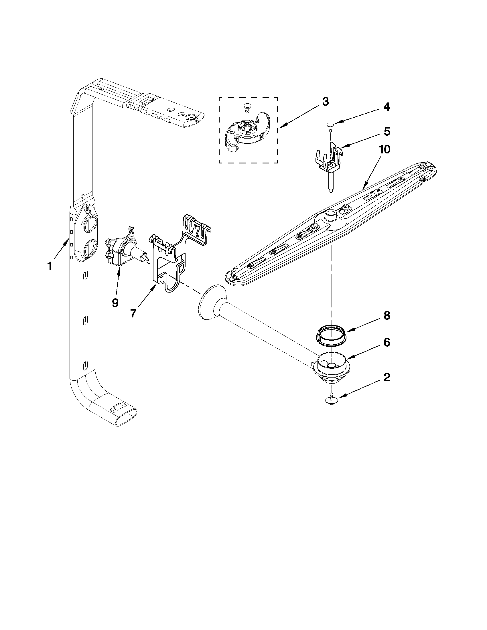 Upper wash and rinse parts