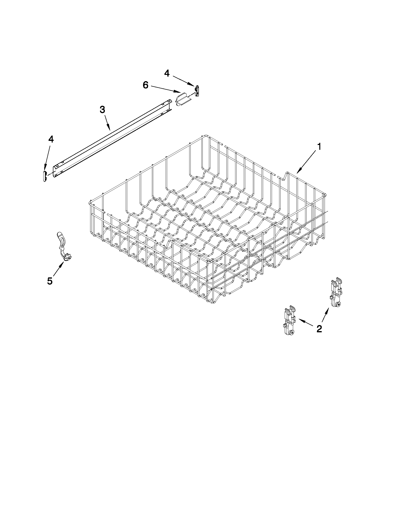 Upper rack and track parts