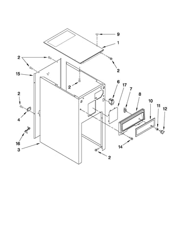 Cabinet and control parts