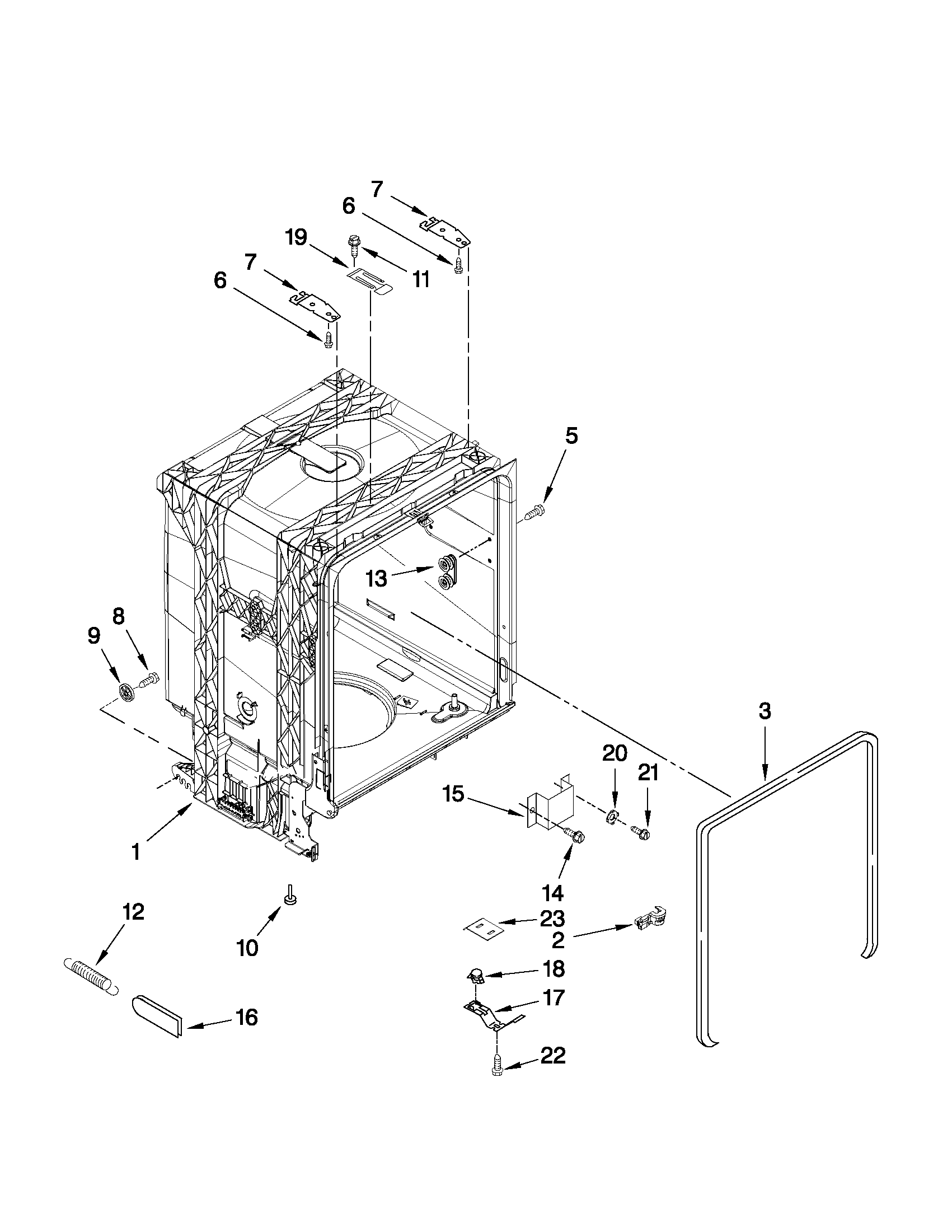 TUB AND FRAME PARTS