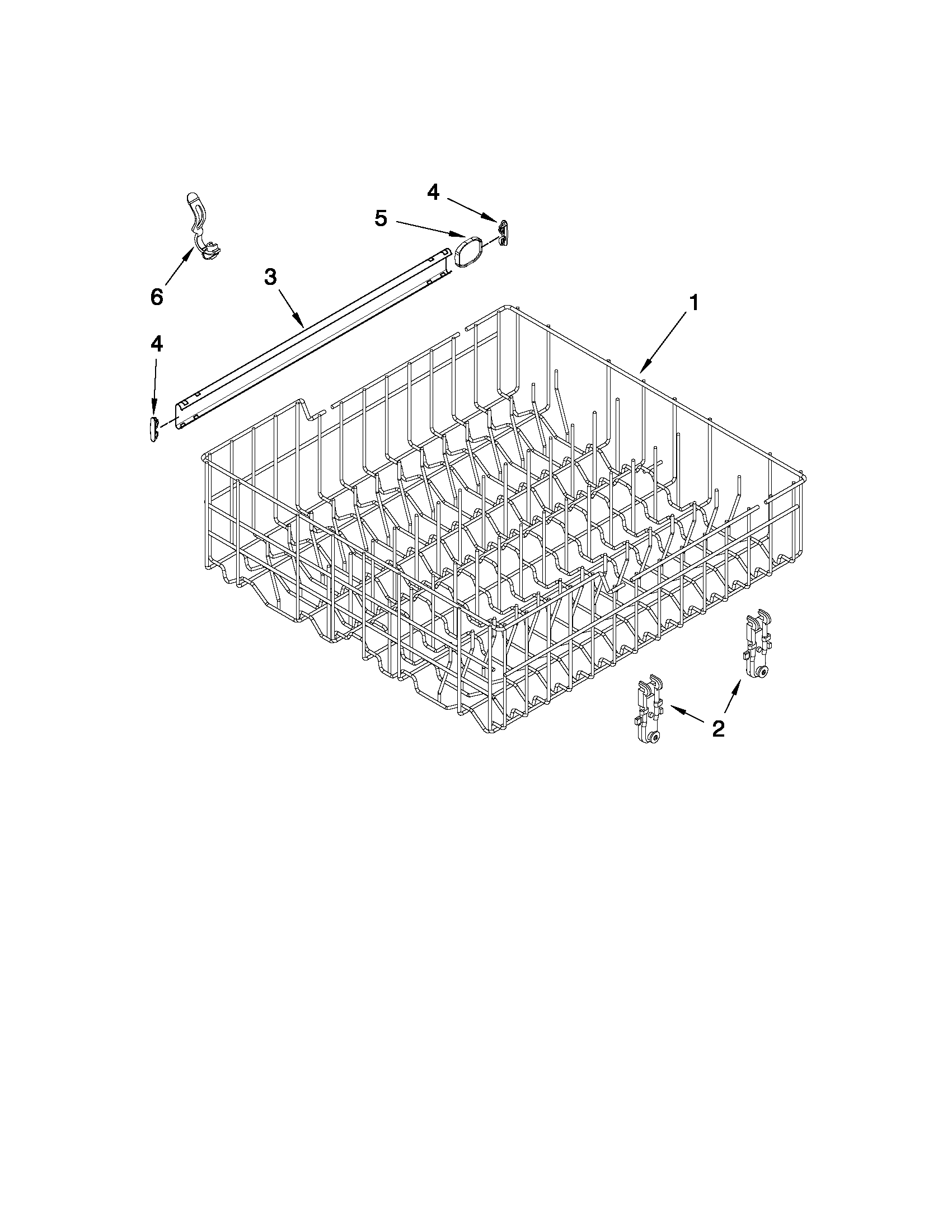 Upper rack and track parts