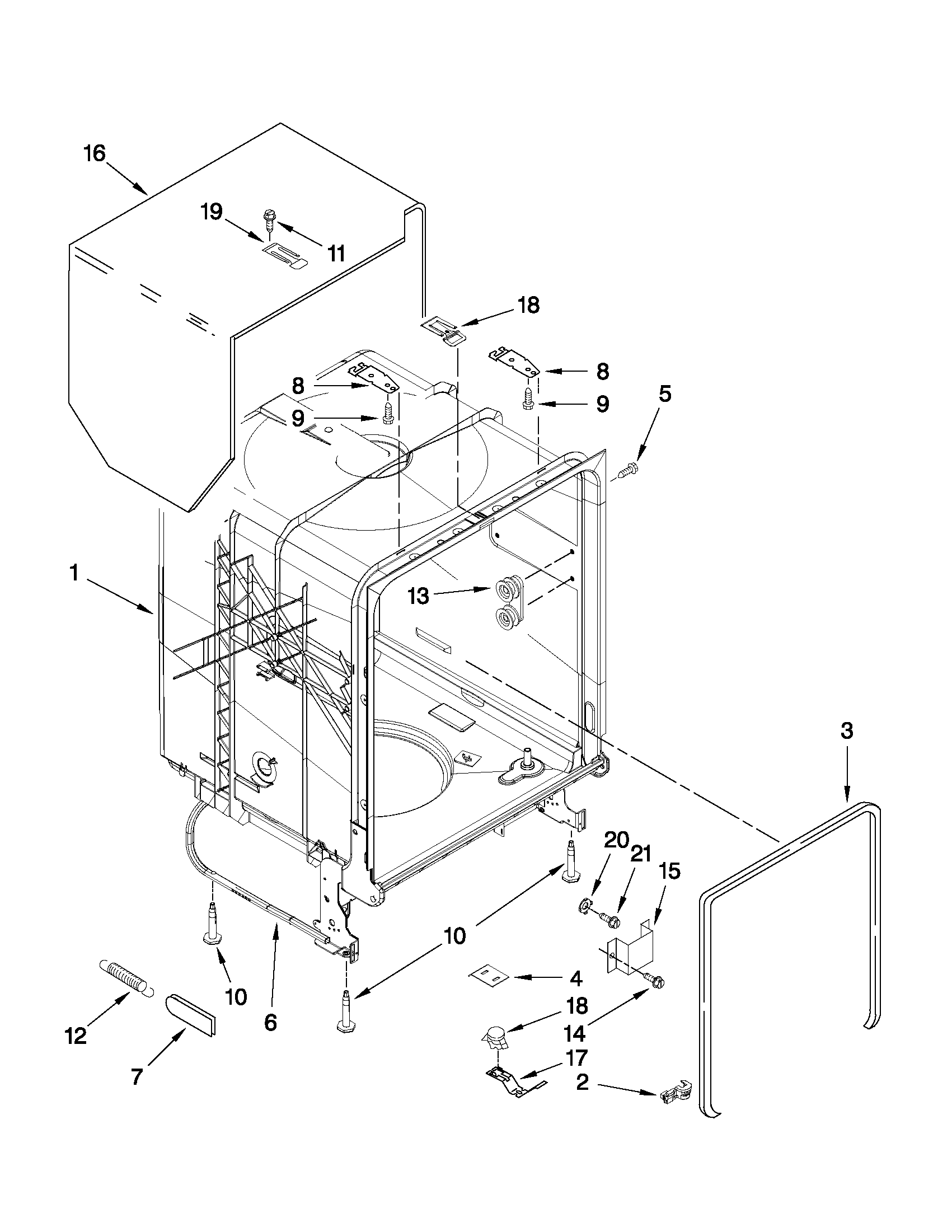 TUB AND FRAME PARTS