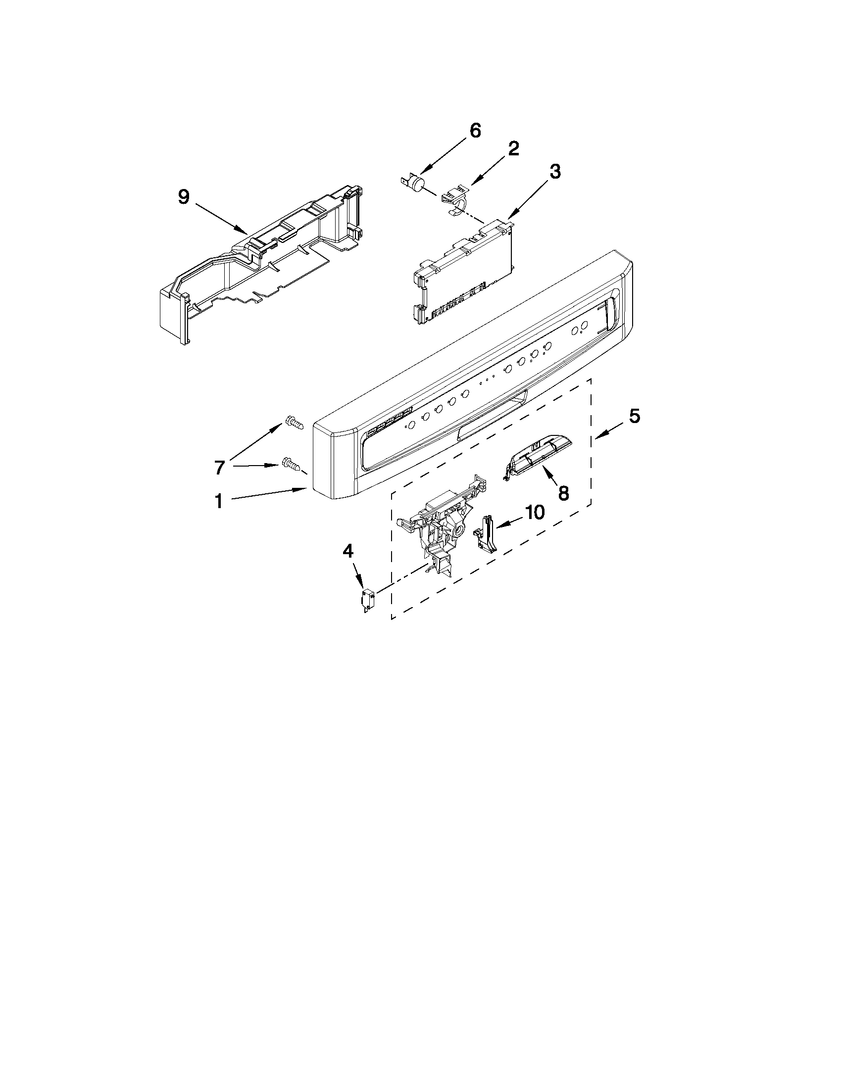 Control panel and latch parts