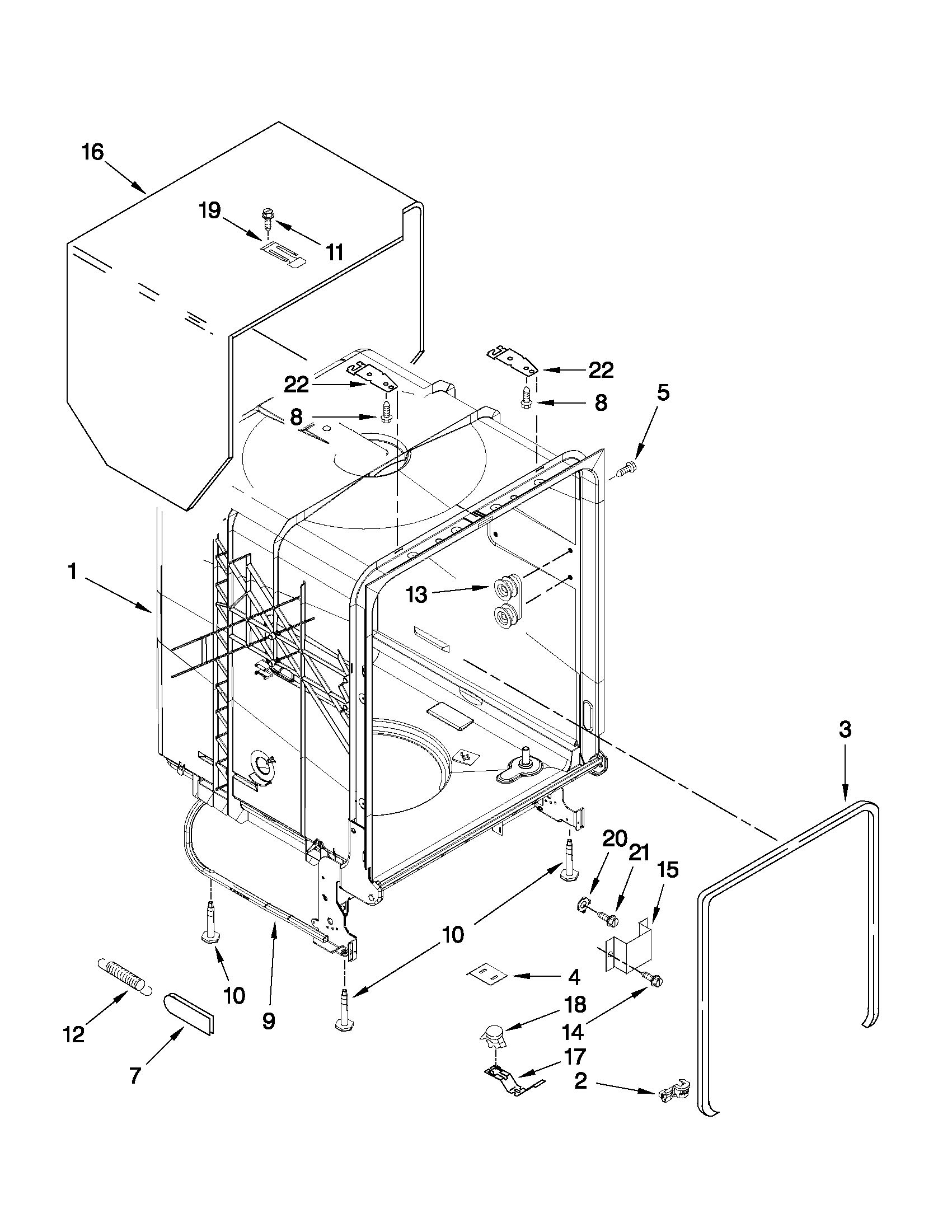 TUB AND FRAME PARTS