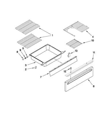 Drawer and rack parts