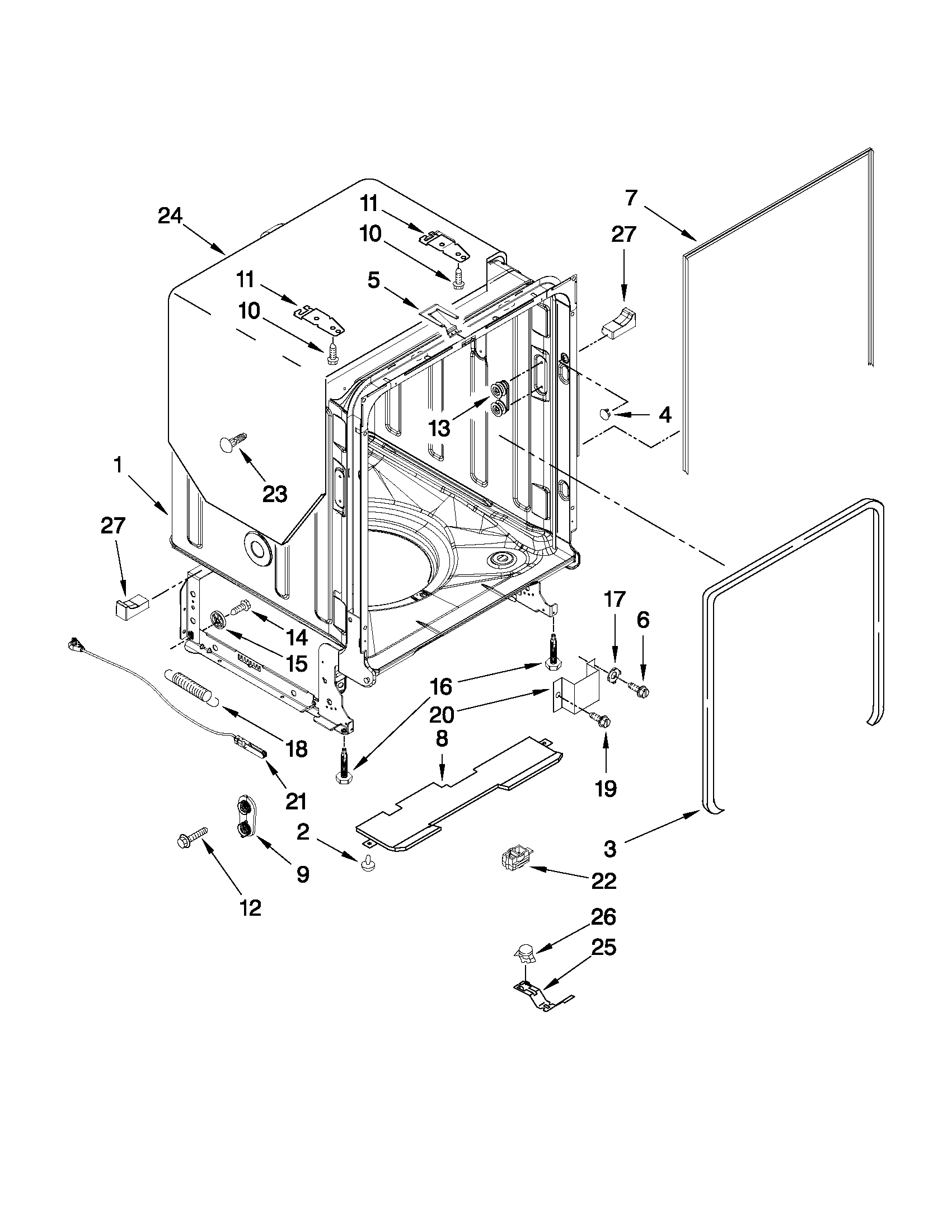 TUB AND FRAME PARTS