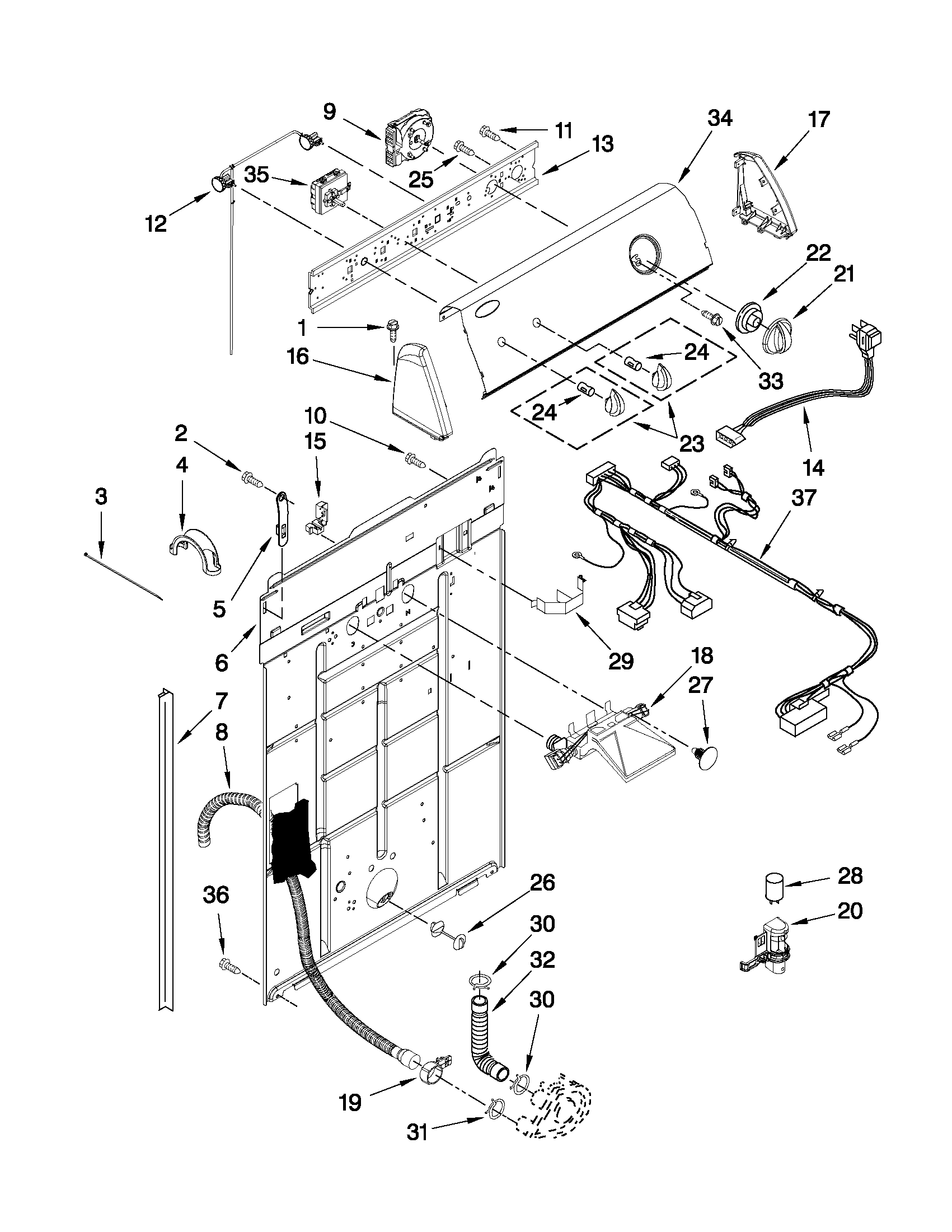 Controls and rear panel parts