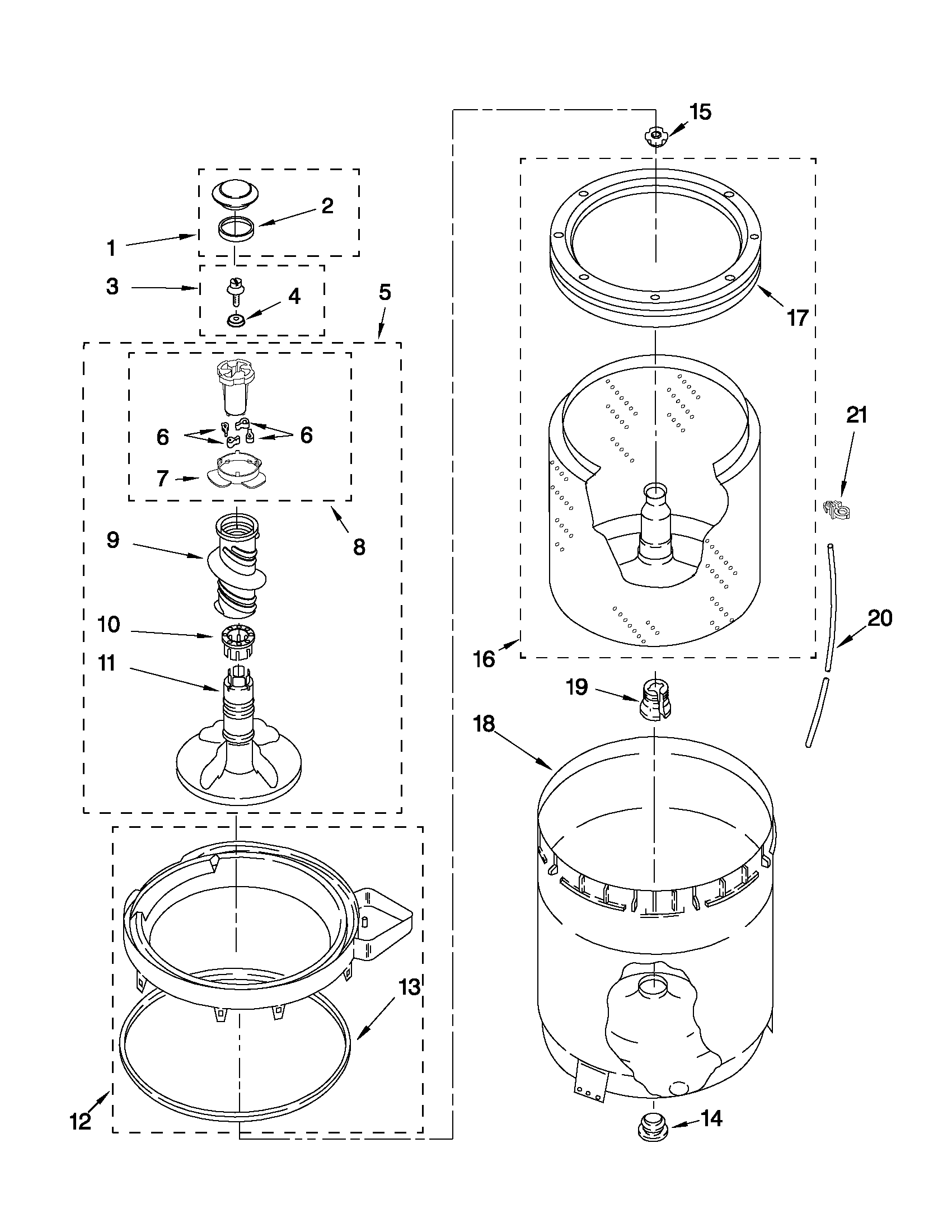 AGITATOR, BASKET AND TUB PARTS