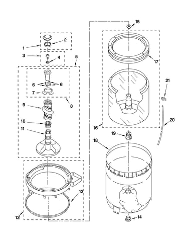Agitator, basket and tub parts