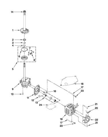 Brake, clutch, gearcase, motor and pump parts