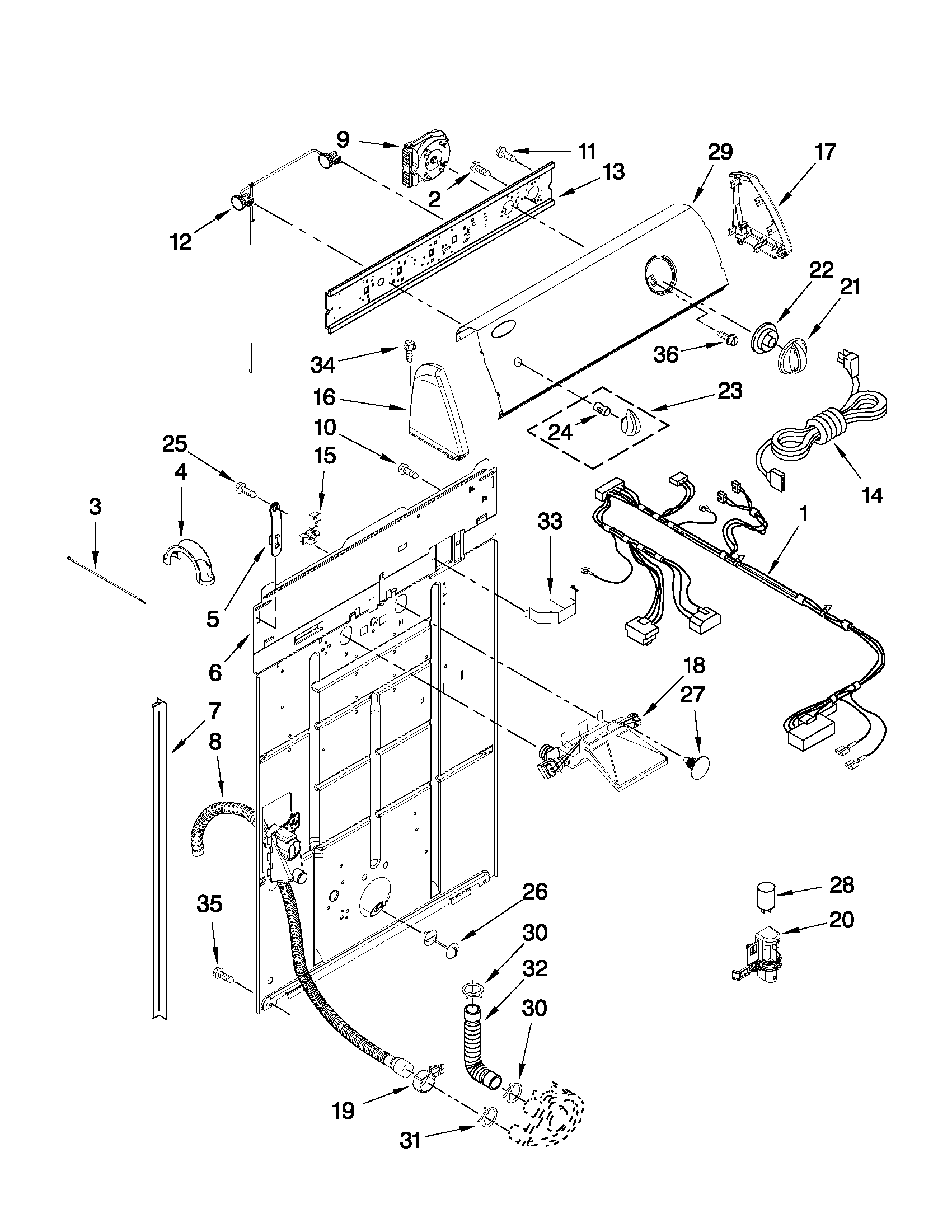 Controls and rear panel parts