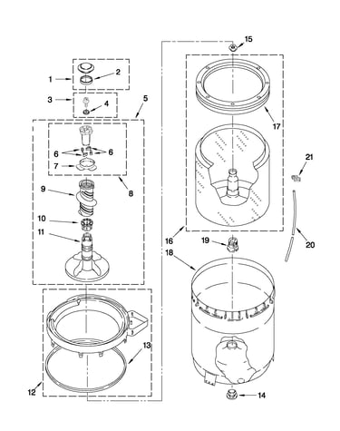 Agitator, basket and tub parts