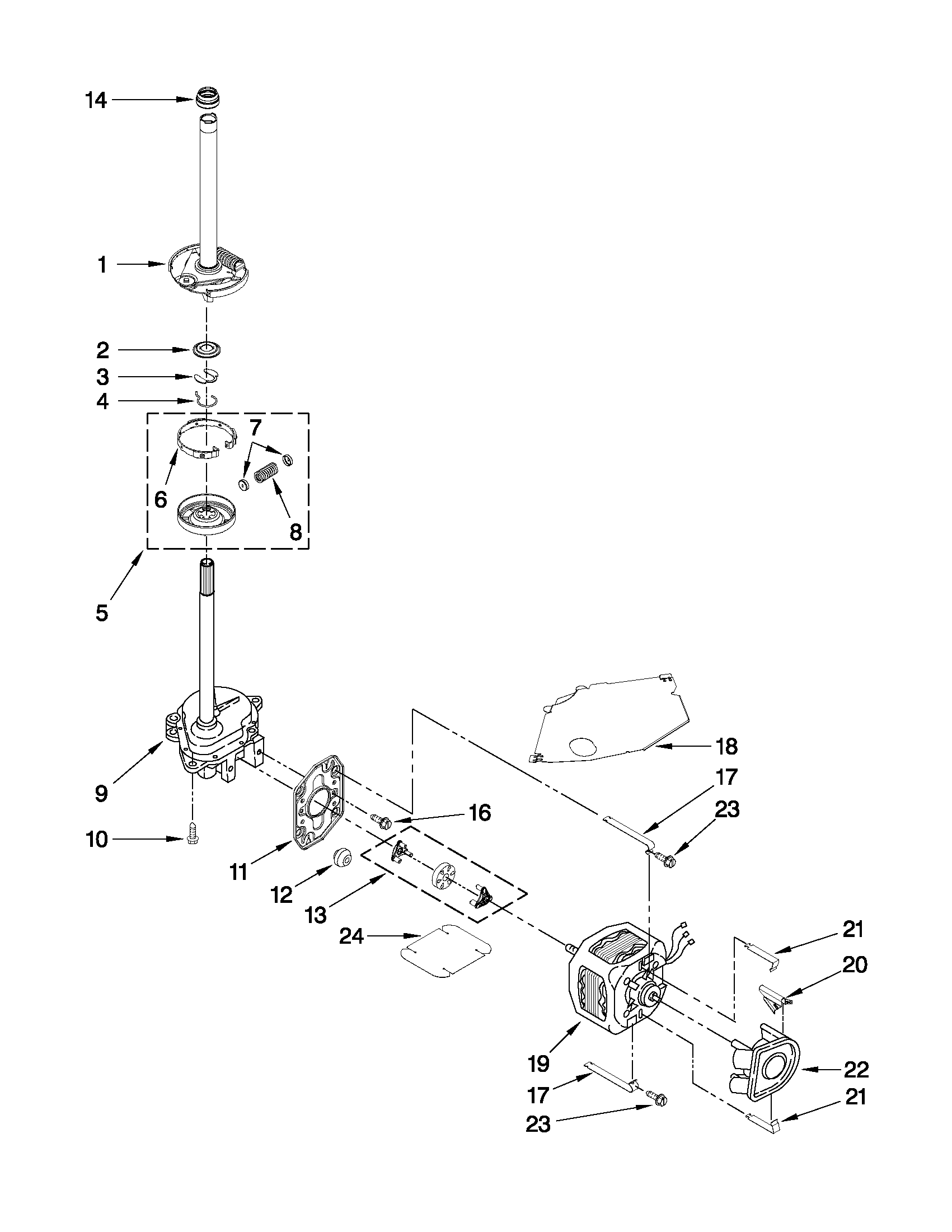 Brake, clutch, gearcase, motor and pump parts