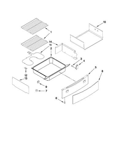 Drawer and rack parts