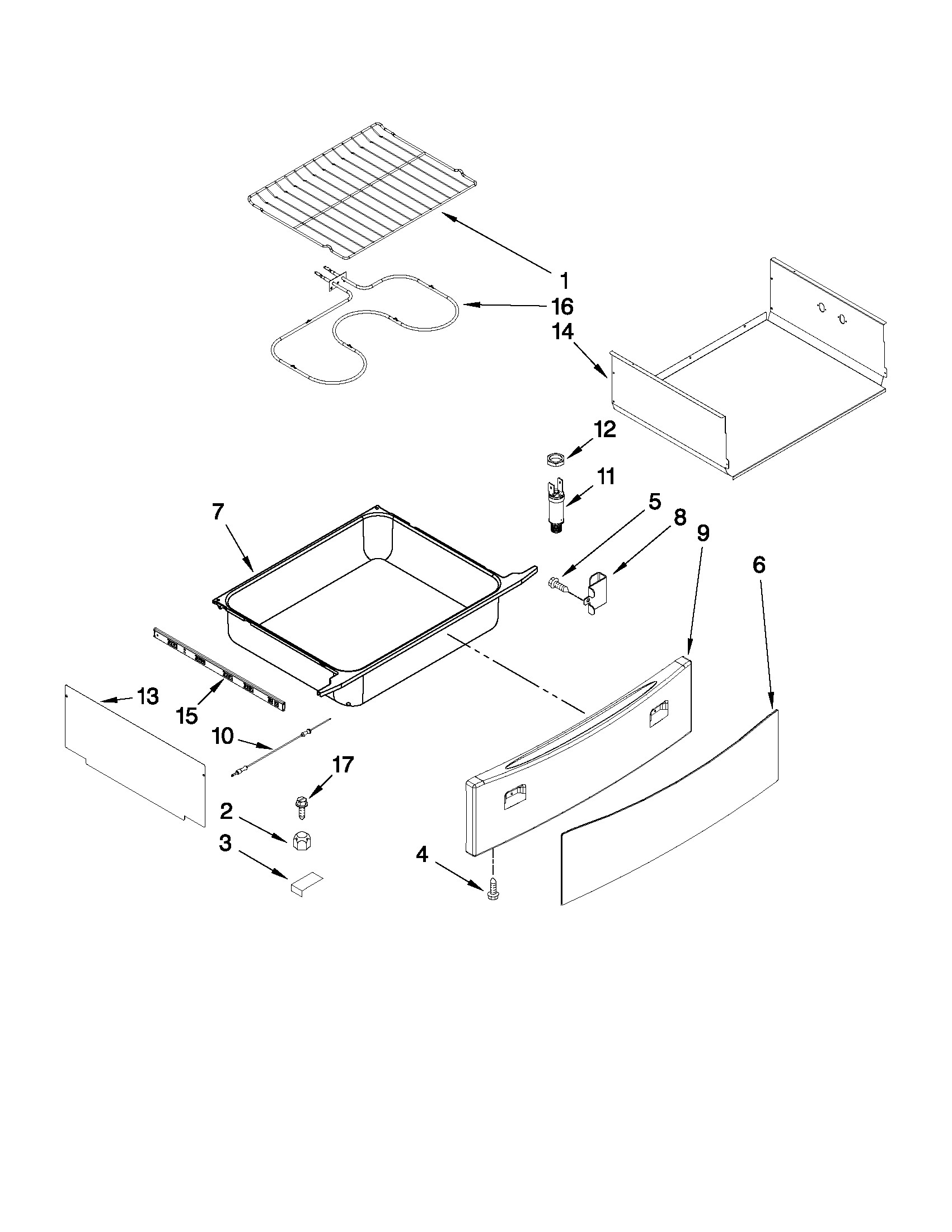 Drawer and rack parts