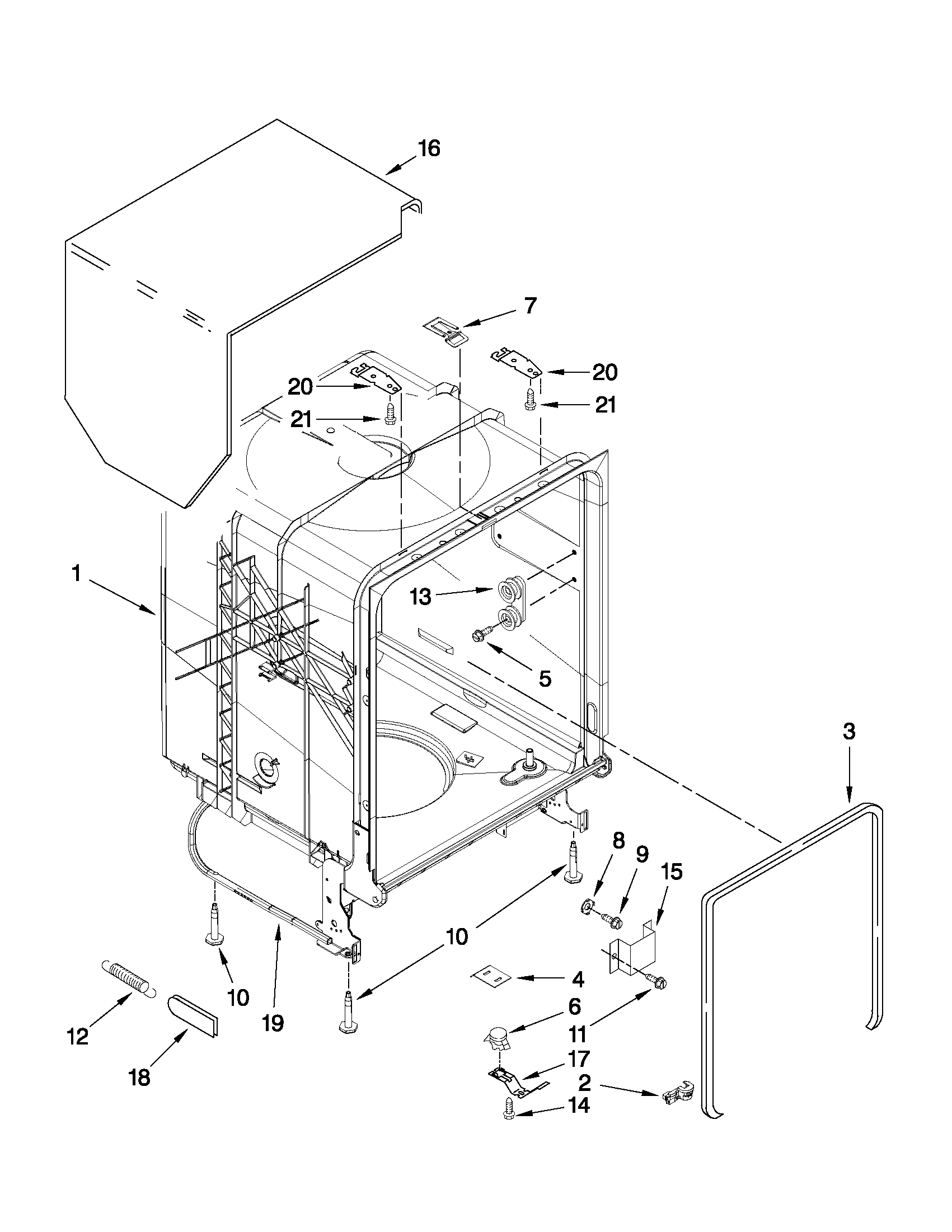 TUB AND FRAME PARTS