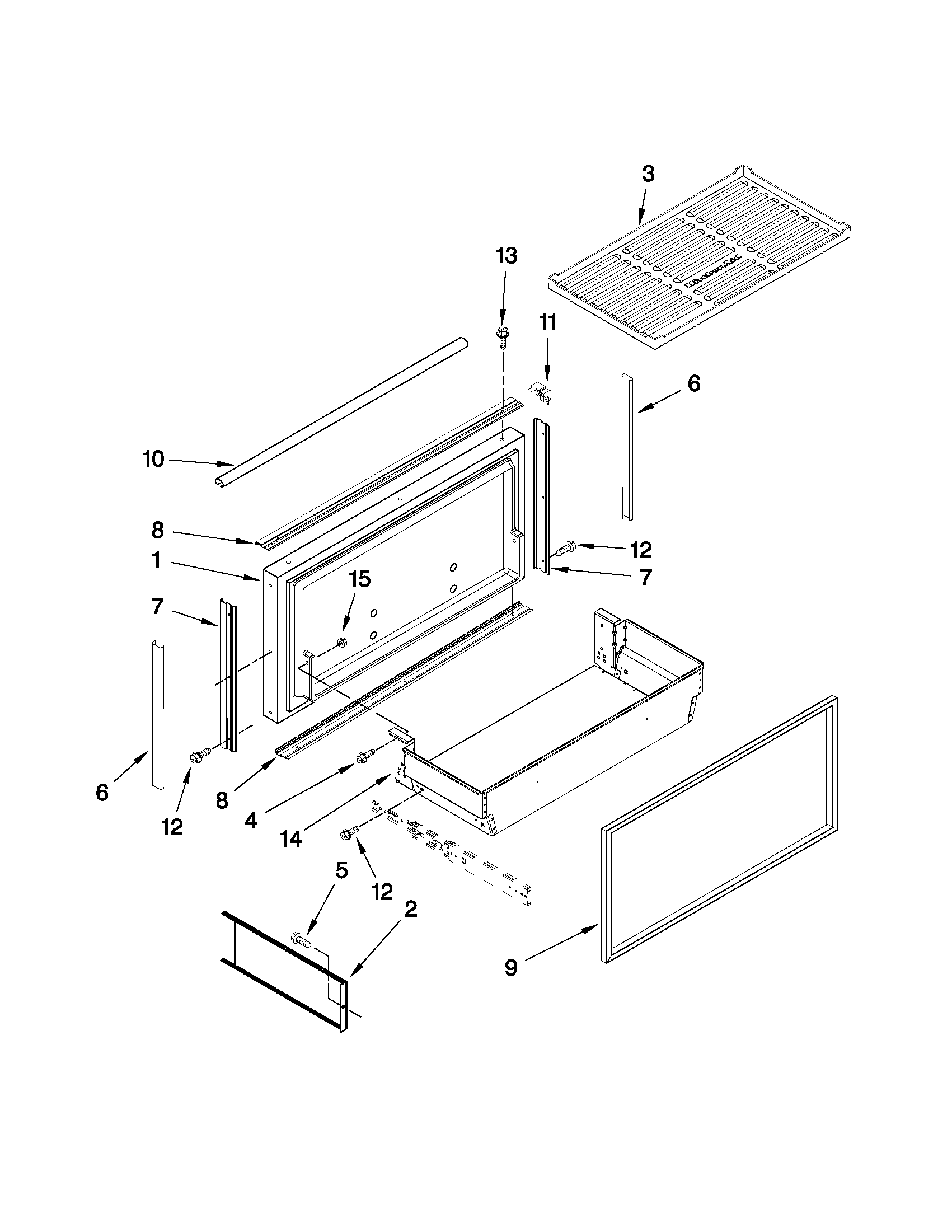 Freezer door and basket parts