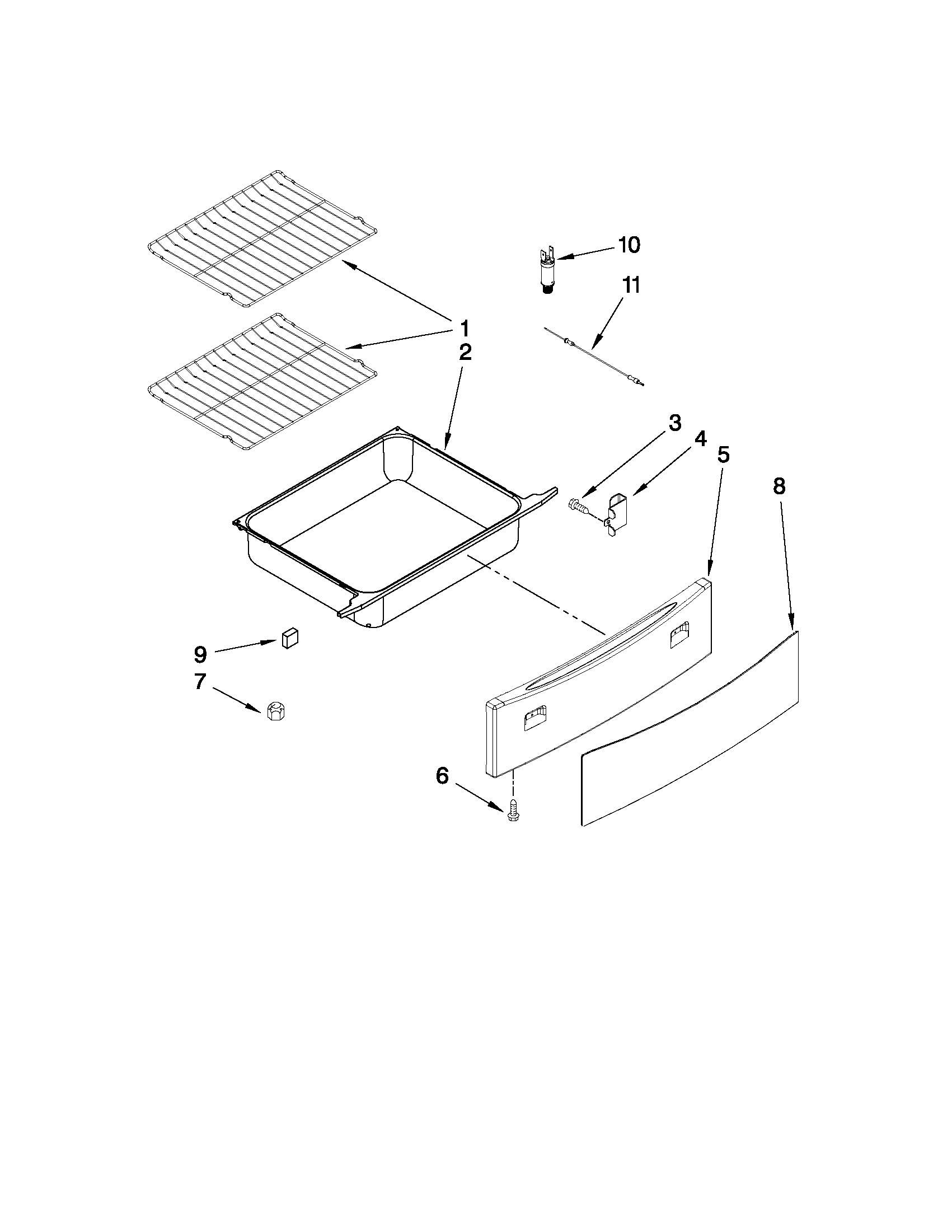 Drawer and rack parts
