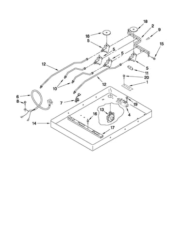 Burner box, gas valves, and switches