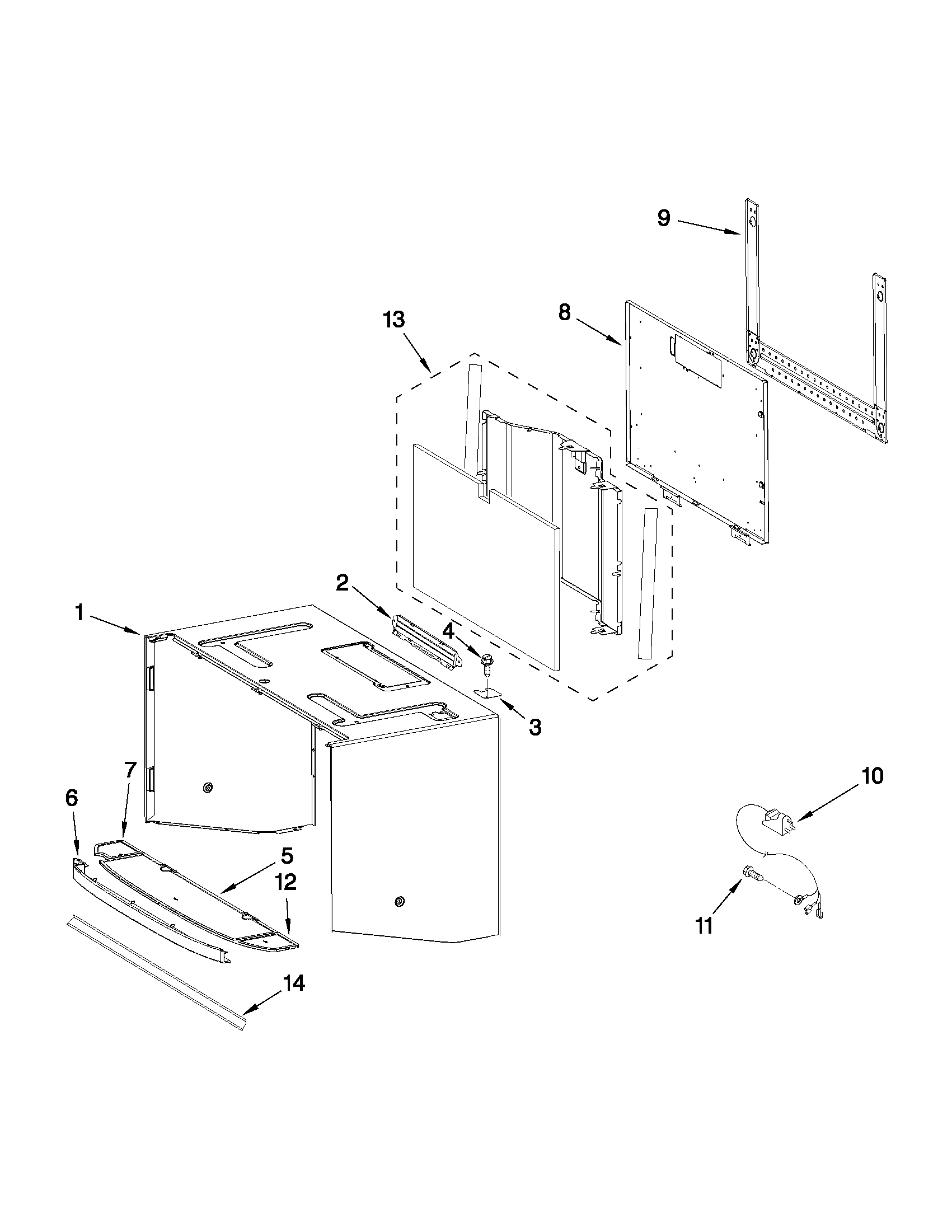 Cabinet and installation parts