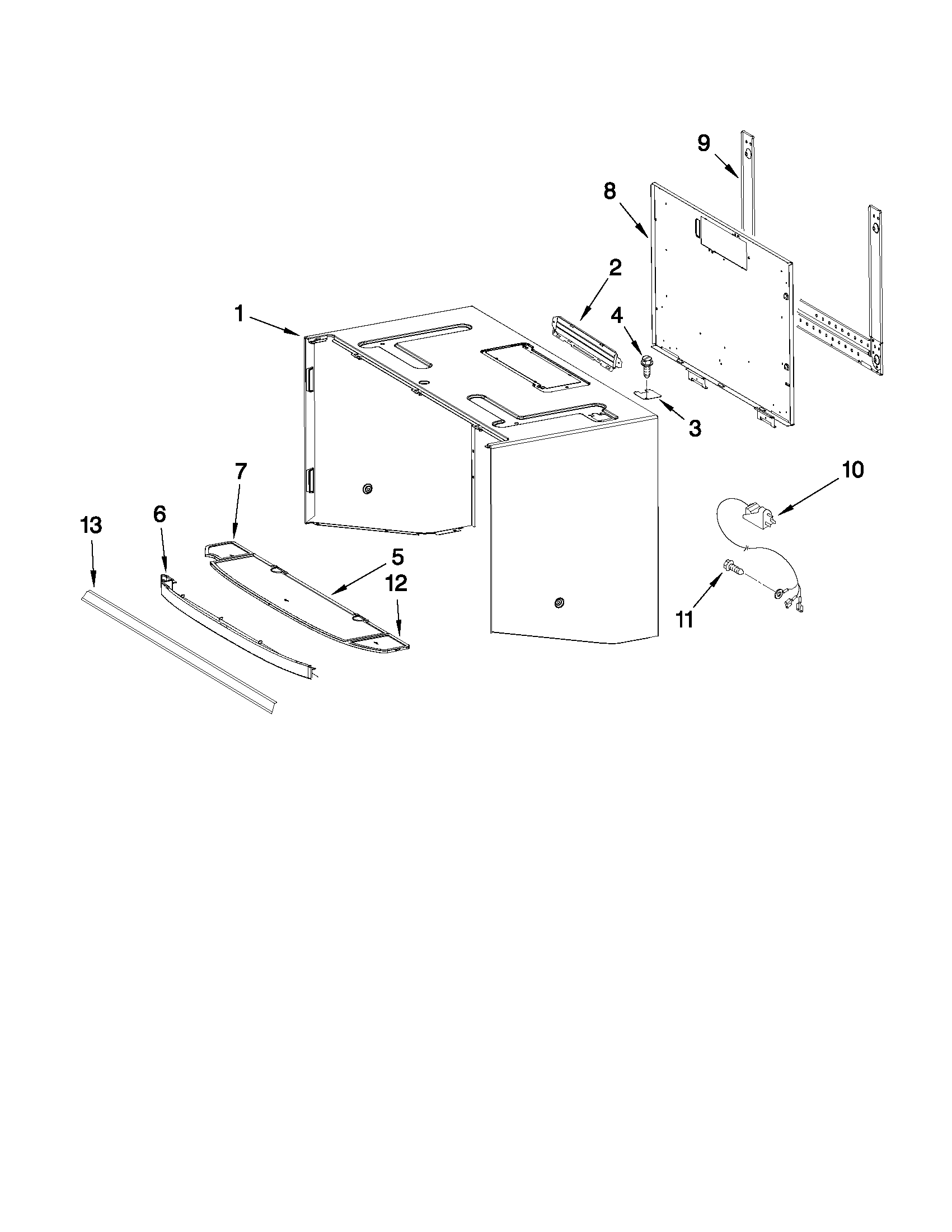 Cabinet and installation parts